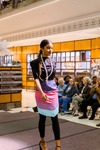 Model Walks the Runway Wearing a Multicolor Skirt at the Gatsby Fashion Gala by Mississippi State University Libraries