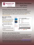 April 2012 CVM Library Newsletter by Mississippi State University