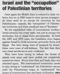 Israel and the '"occupation"' of Palestinian territories by David R. Bowen