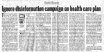 Ignore disinformation campaign on health care plan by David R. Bowen