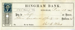 Hingham Bank Check, Paid to Self, Signed by [?] Willard
