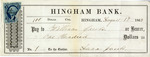 Hingham Bank Check, Paid to William Jacobs, Signed by Anna Jacobs