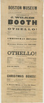 John Wilkes Booth: 1863 Boston Museum Playbill for Othello