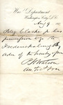 Military Pass Signed by P. H. Watson for Peleg Clarke, August 9, 1862