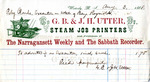 Receipt for Paid Advertisement, G. B. & J. H. Utter, Steam Job Printers, to Peleg Clarke Jr., August 3, 1868
