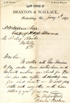 Letter, Braxton & Wallace to Peleg Clarke Jr., January 8, 1876 by Braxton and Wallace Law Office
