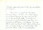 Family Information Passed down from Peleg Bowen Briggs Sr., ca. 1900s