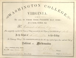 Diploma, Edward A. Moore, Washington College, Virginia, June 20, 1867