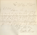 Letter, General Braxton Bragg to S. Q. Cist, April 19, 1888