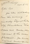Letter, Phil Sheridan to Cist, September 16, 1881 by Philip Sheridan