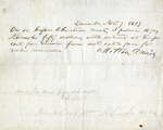 Document, Promissory Note Milton Davis to Abraham Lincoln,  November 7, 1857