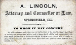 Ephemera, Abraham Lincoln Calling Card, undated
