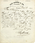 Letter, Jay Cooke to [Earl Barney?], April 2, 1879 by Jay Cooke