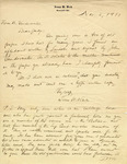 Letter, Jess W. Weik to Willis Van Devanter, November 5, 1911 by Jess W. Weik