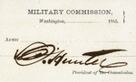 Document, David Hunter, Signed Military Commission Admission, 1865