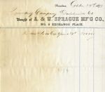 A & W Sprague Manufacturing Company Receipt, October 29, 1873