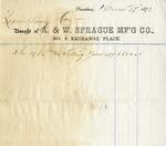 A & W Sprague Manufacturing Company Receipt, November 17, 1873