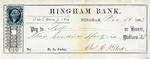 Hingham Bank Check, Charles N. Willard, December 31, 1863