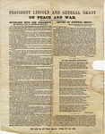 Broadside, President Lincoln & General Grant on Peace & War, 1864