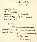 Letter, Carl Schurz to Chamber of Commerce, November 5, 1901 by Carl Schurz