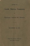 Report of Lincoln Highway Commission to Governor Samuel M. Ralston, December 15, 1916. by Indiana. Lincoln Highway Commission.