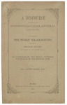 A Discourse Delivered in the Second Presbyterian Church, Elizabeth, N.J., August 6th, 1863, on Occasion of the Public Thanksgiving Appointed by Abraham Lincoln, President of the United States, to Commemorate the Signal Victories Vouchsafed to the Federal Arms