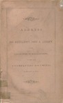 Address of His Excellency John A. Andrew, to the Two Branches of the Legislature of Massachusetts, January 8, 1864.