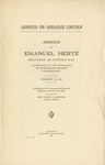 Address on Abraham Lincoln : address of Emanuel Hertz delivered on Lincoln Day celebration in the synagogue of Washington Heights congregation, February 12, 1924 by Emanuel Hertz