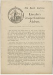 Lincoln's Cooper Institute address. : Address at Cooper Institute, New York, Feb. 27, 1860 by Abraham Lincoln and Stephen Arnold Douglas