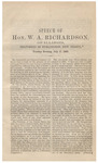 Speech of Hon. W.A. Richardson of Illinois, delivered in Burlington, New Jersey, Tuesday evening, July 17, 1860