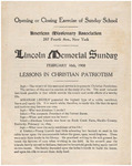 Opening or closing exercise of Sunday School, Lincoln Memorial Sunday, February 16th, 1908