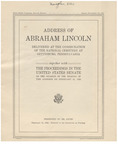 Address of Abraham Lincoln, delivered at the consecration of the National cemetery, Gettysburg, Pennsylvania, together with the proceedings in the United States Senate on the occasion of the reading of the address on February 12, 1920.