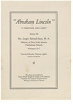 Abraham Lincoln : a heritage and hope, sermon by Joseph Richard Sizoo