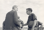 Sonny Montgomery shakes hands with a soldier