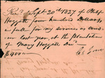 Hoggatt, Mary - Receipt for wages of an overseer, 1827