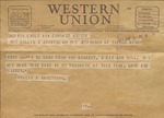 Telegram, Major Rollin S. Armstrong to His Wife, Rebecca Armstrong, November 5, 1943 by Rollin S. Armstrong