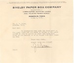 Shelby Paper Box Letter by Shelby Paper Box Company (Memphis, Tenn.)