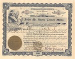 Stone stock certificate, 1907 by John M. Stone Cotton Mills