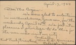Postcard, Mrs. R. W. Kennison to Catherin F. Bogan, April 17, 1944 by Mrs. R. W. Kennison