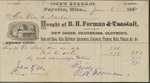 Receipt for Balance Due to R. H. Forman, January 6, 1880