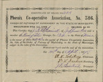 Stock Certificate Share 203, Phoenix Cooperative Association, No. 516, April 25, 1878