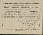 Stock Certificate Share 204, Phoenix Cooperative Association, No. 516, April 25, 1879