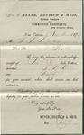 Letter of Acknowledgement for Consignment of Cotton, November 4, 1879