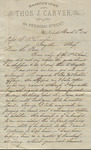 Letter, Thomas J. Carver to Thomas L. Darden, March 6, 1884