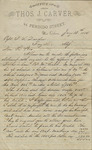 Letter, Thomas J. Carver to Thomas L. Darden, January 18, 1884