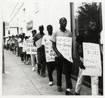 School children and adults picketing for school integration in West Point.