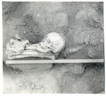 Skeletal remains found in Indian burial by Mississippi Archaeological Association.
