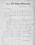 Letter, Times-Democrat to correspondents, April 13, 1899