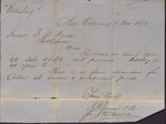Letter, J. H. Duncan on behalf of J. J. Person to Isaac R. Wade, November 8, 1860