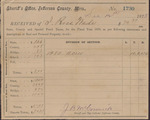 Tax Receipt, Isaac R. Wade from Sheriff's Office, December 12, 1878